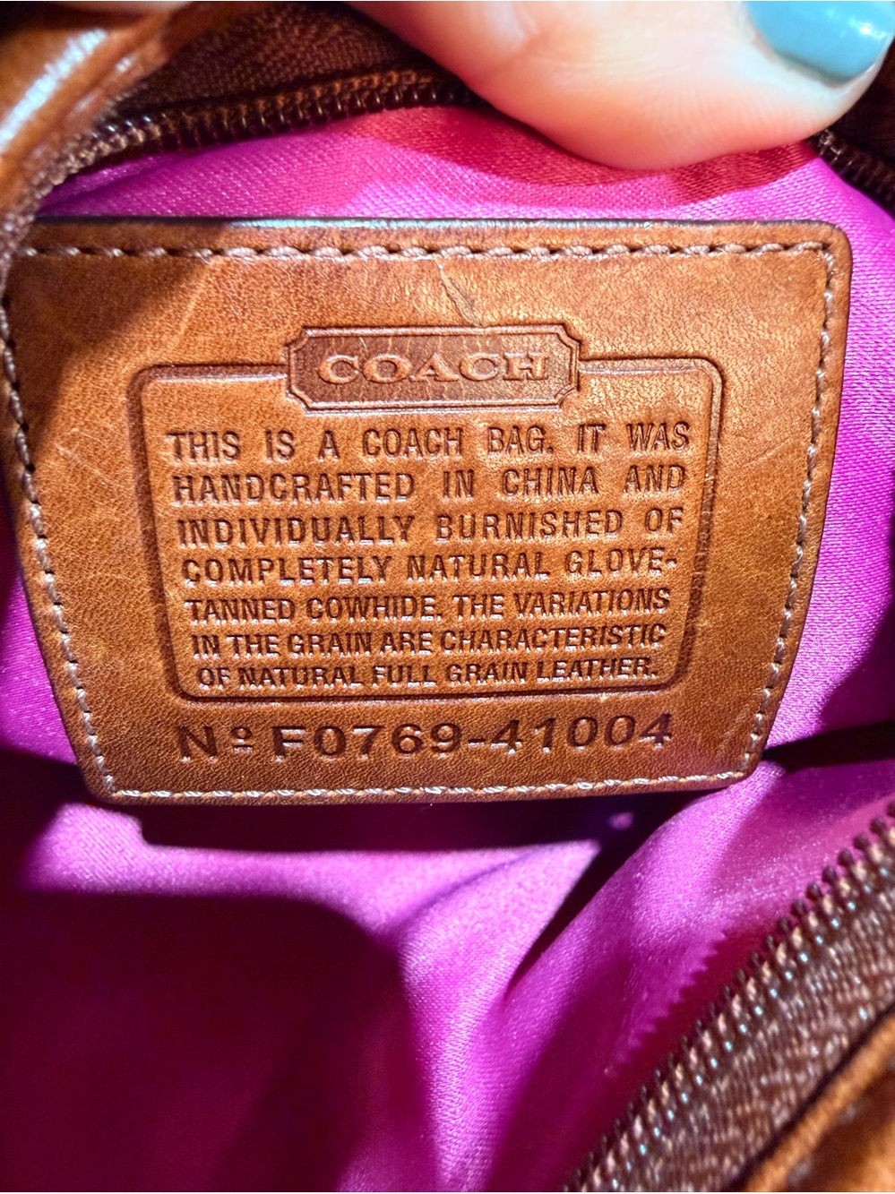 Coach 41004 Burnished Glove Tanned Leather Crossbody Bag Purse Cognac - Picture 15 of 15